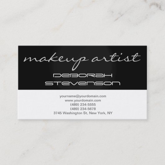 モダン白黒メイクアップアーティスト名刺 名刺 (正面)