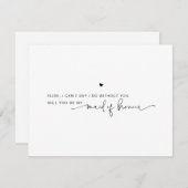 モダン白黒メイド・オブ・オーナー(花嫁付き添い人)提案カード 招待状 (正面/裏面)