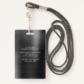 モダン白黒メタル従業員の写真ID バッジ (裏面ランヤード)