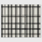 モダン白黒モノクロプレイド ラッピングペーパー (フラット)