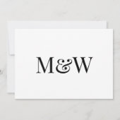 モダン白黒モノグラムイニシャル結婚ズ 招待状 (裏面)