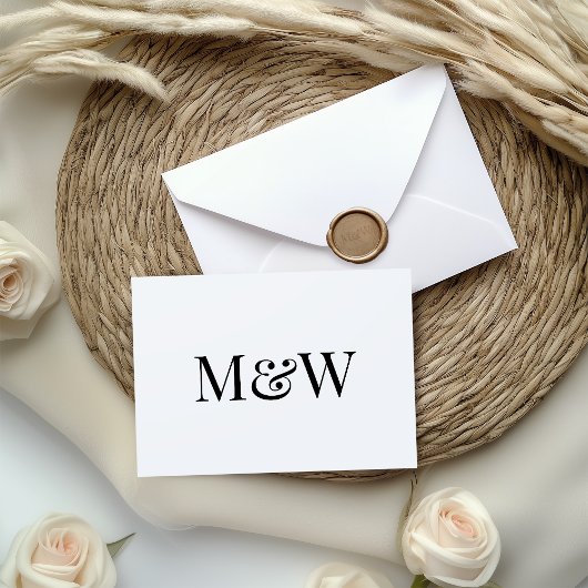 モダン白黒モノグラムイニシャル結婚ズ 招待状