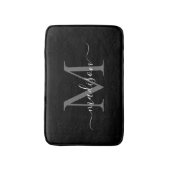 モダン白黒モノグラムエレガントスクリプガーリート バスマット (正面縦)