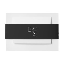 モダン白黒モノグラム結婚ズベリーバンド 招待状ベリーバンド