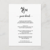 モダン白黒モノグラム結婚ズ エンクロージャーカード (正面)