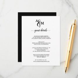 モダン白黒モノグラム結婚ズ エンクロージャーカード