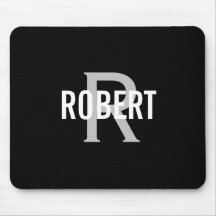 モダン白黒モノグラムmen name mouse pad