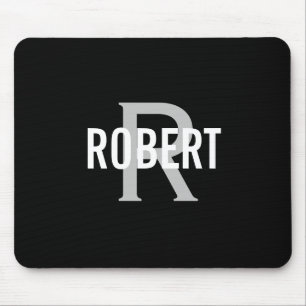 モダン白黒モノグラムmen name mouse pad マウスパッド