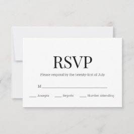 モダン白黒モノグラムRSVP 出欠カード