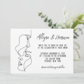 モダン白黒ラインアートタイポグラフィ結婚ズ 招待状 (スタンド正面)