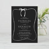 モダン白黒ラインアートボウフレーム結婚ズ 招待状 (スタンド正面)