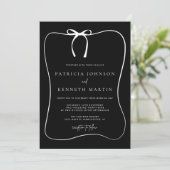 モダン白黒ラインアートボウフレーム結婚ズ 招待状 (スタンド正面)