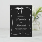 モダン白黒ラインアートボウフレーム結婚ズ 招待状 (スタンド正面)