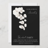 モダン白黒ランフローラブライダルパーティ 招待状 (正面)