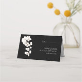 モダン白黒ランフローラ結婚ズ プレイスカード (正面)