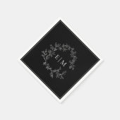 モダン白黒リーピークレストモノグラム結婚ズ スタンダードカクテルナプキン (角)