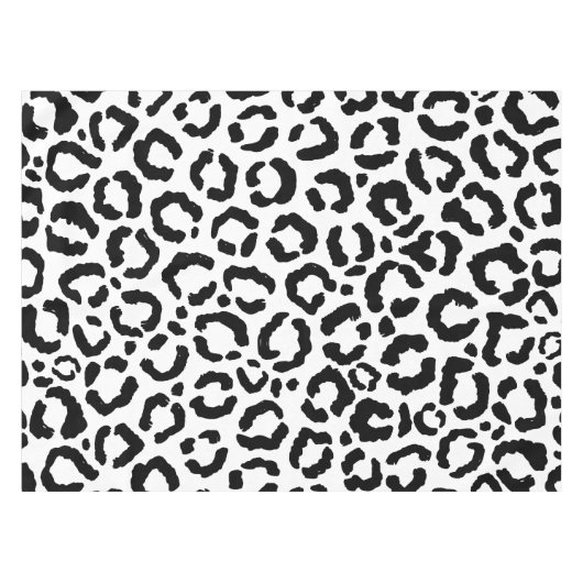 モダン白黒レオパードアニマルプリントパターン テーブルクロス (正面(横))