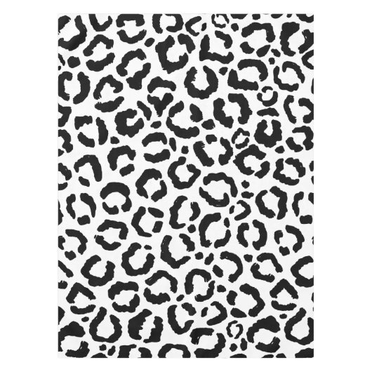 モダン白黒レオパードアニマルプリントパターン テーブルクロス (正面)