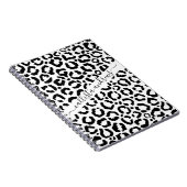 モダン白黒レオパードアニマルプリントパターン ノートブック (右側)
