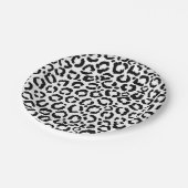モダン白黒レオパードアニマルプリントパターン ペーパープレート (アングル)