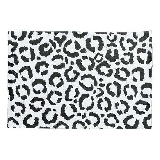 モダン白黒レオパードアニマルプリントパターン 枕カバー (裏面)