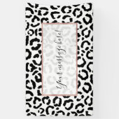 モダン白黒レオパードアニマルプリントパターン 横断幕 (縦)