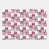 モダン白黒レッドクリスマスウォーター色 ラッピングペーパーシート (正面2)