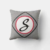 モダン白黒レッドモノグラム装飾用クッション クッション (裏面)