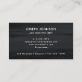 モダン白黒ロゴダークグレーブラシQRコード 名刺 (裏面)