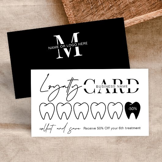 モダン白黒ロゴ歯科矯正医歯科医 ロイヤリティカード