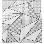 モダン白黒三角形ジオメトリパターン シャワーカーテン (正面)