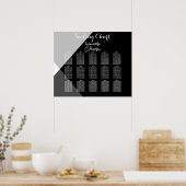 モダン白黒三角形テーブル座席表 ポスター (キッチン)