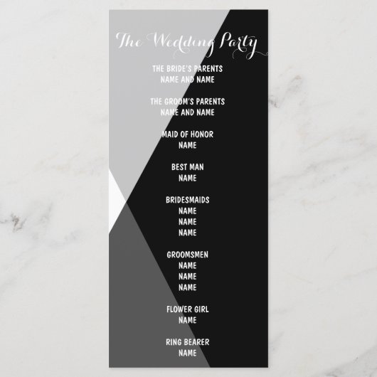 モダン白黒三角形結婚式 プログラム (裏面)