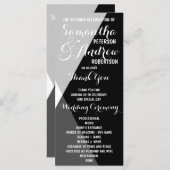 モダン白黒三角形結婚式 プログラム (正面/裏面)