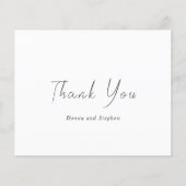 モダン白黒予算結婚のサンキューカード (正面)