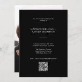 モダン白黒予算QRコー結婚ド 招待状 (正面/裏面)