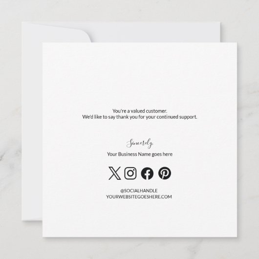 モダン白黒会社ロゴソーシャル・サンキュー サンキューカード (裏面)
