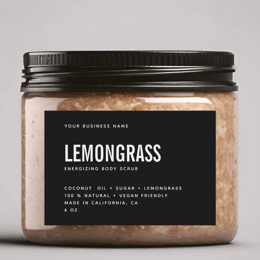 モダン白黒体スクラブ製品ラベル フードラベル