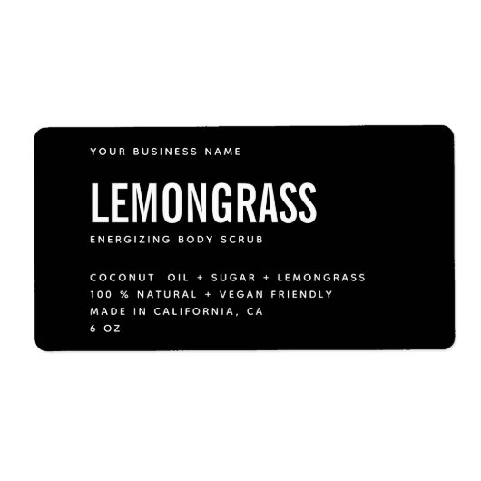 モダン白黒体スクラブ製品ラベル ラベル (正面)