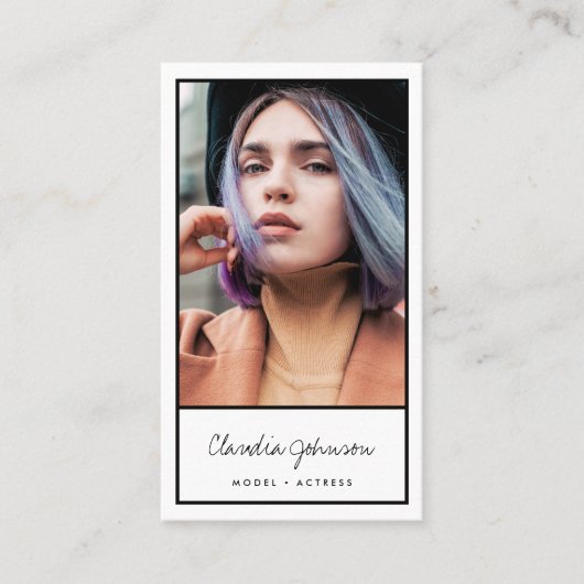 モダン白黒俳優モデル歌手ダンサーの写真 名刺 (正面)