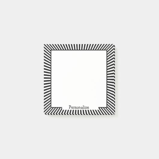 モダン白黒光イリュージョンストライプデザイン ポストイット (正面)