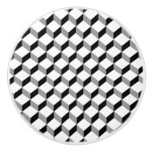 モダン白黒光学錯覚キューブブロック セラミックノブ (正面)