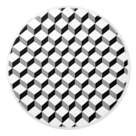 モダン白黒光学錯覚キューブブロック セラミックノブ