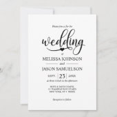 モダン白黒全て一結婚つの+ QRコード 招待状 (正面)