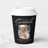 モダン白黒写エレガント真卒業 紙コップ (裏面)