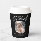 モダン白黒写エレガント真卒業 紙コップ (正面)