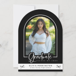 モダン白黒写真の卒業発表 招待状