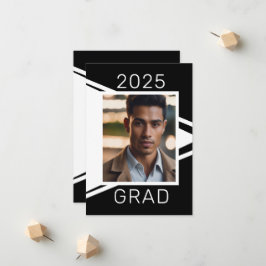 モダン白黒写真の卒業発表 案内状