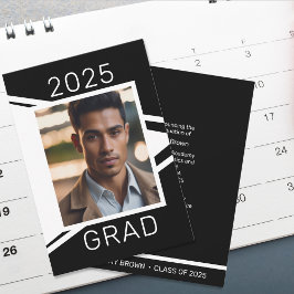 モダン白黒写真の卒業発表 案内状