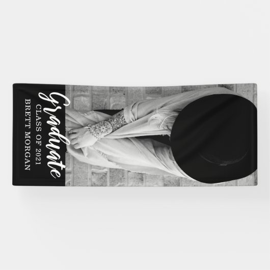 モダン白黒写真の卒業発表 横断幕 (横)